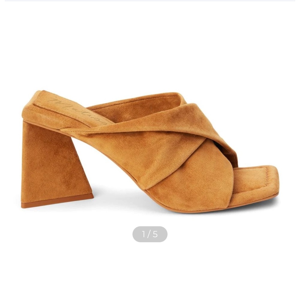 Matisse Tan Suede Leather Heeled Sandals Sz 7 1/2 Excellent Pre-Owned Condition